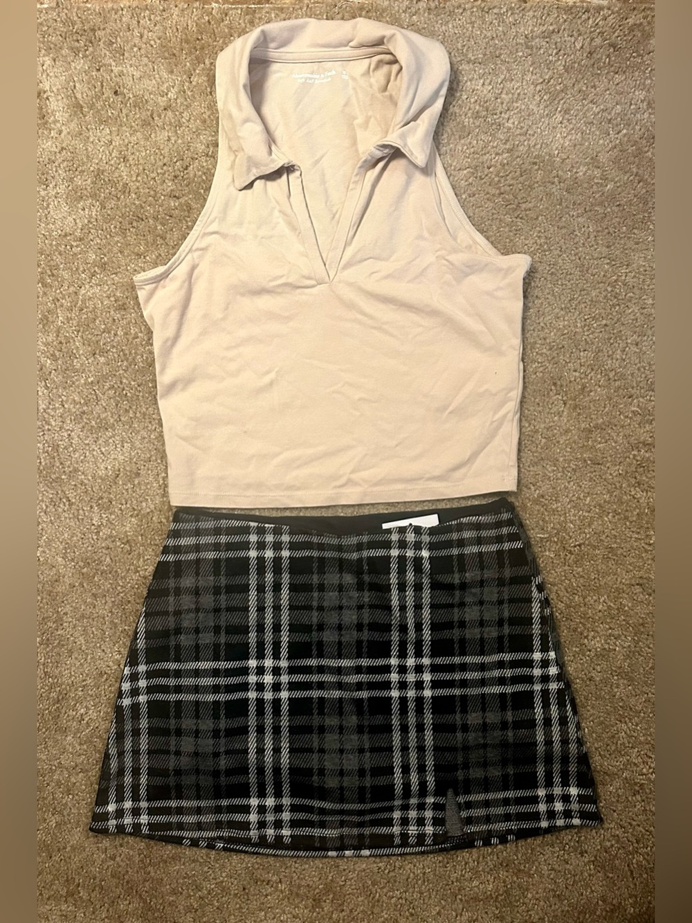 American Eagle Plaid Mini Skort XS NWT Black White Preppy Y2K Schoolgirl